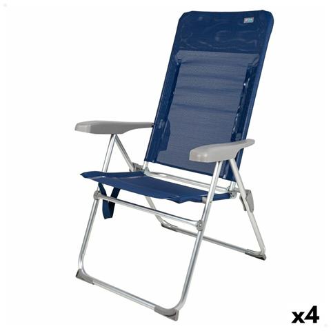 Sedia Da Spiaggia Aktive Slim Pieghevole Blu Marino 47 X 107 X 66 Cm (4 Unità) - Foto 1