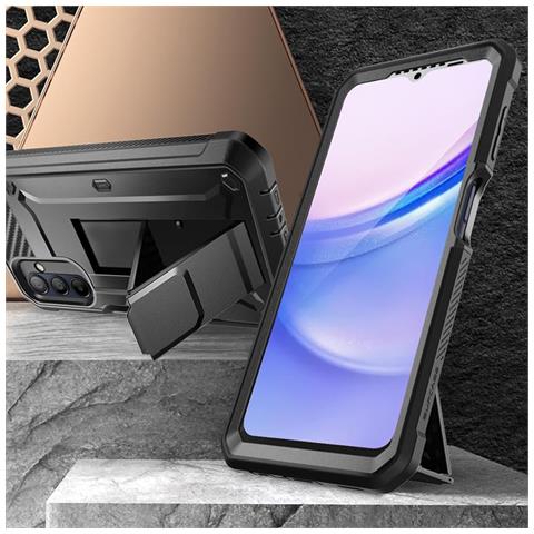 Cover Completa Per Samsung Galaxy A15 Anti-urto Cavalletto Supporto, Nero - Foto 5