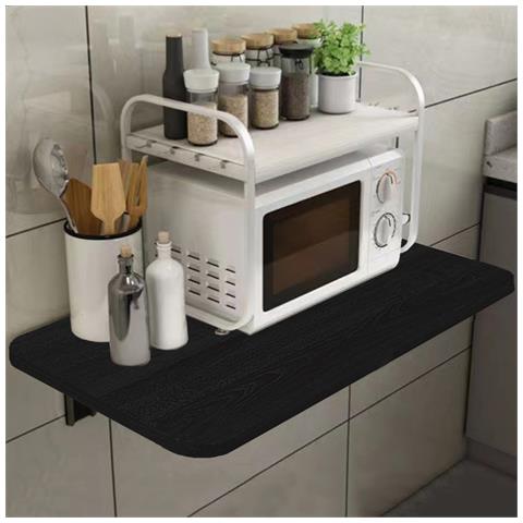 Mensola Da Muro Nero Pieghevole Scaffale Parete Richiudibile Salvaspazio 80x60cm - Foto 1
