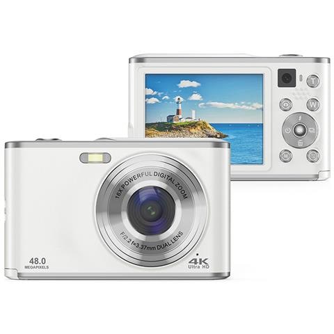 Fotocamera Digitale 4k 48mp Zoom 16x Webcam Con Scheda Di Memoria Da 32 Gb Silver - Foto 2