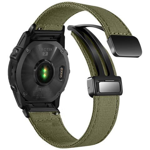 Cinturino In Tela Di Nylon Per Garmin Fenix 7x / 6x Green 26 Mm - Foto 1