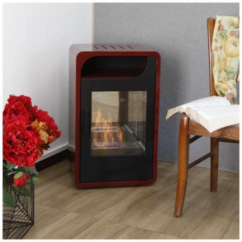 Stufa A Bioetanolo 3 Kw Riscaldamento A Liquido Con Struttura In Acciaio Bordeaux Gorgona - Foto 2