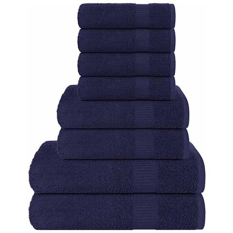 Set Asciugamani 8 Pz Blu Navy 360 Gsm 100% Cotone - Foto 1