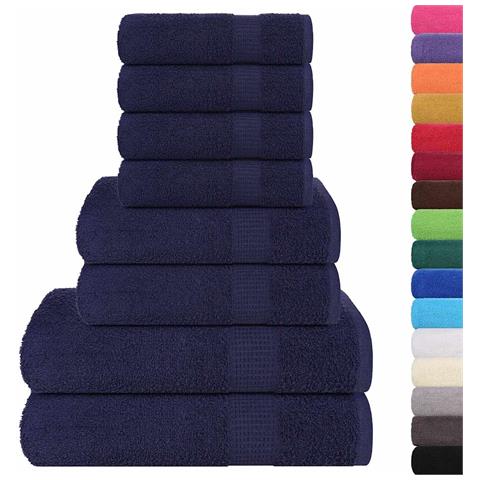 Set Asciugamani 8 Pz Blu Navy 360 Gsm 100% Cotone - Foto 2