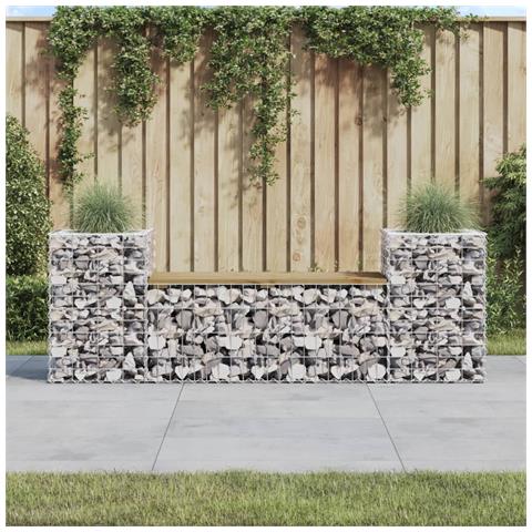 Panca da Giardino Design Gabbione 183x41x60,5cm Pino Impregnato - Foto 8