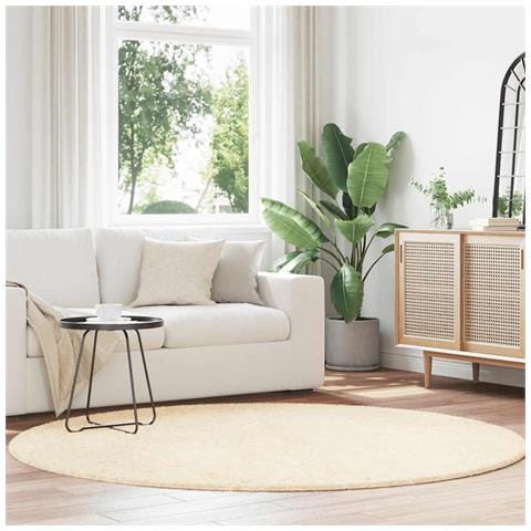 Tappeto Shaggy a Pelo Lungo NAVARRA Crema 200x200 cm poliestere - Foto 1