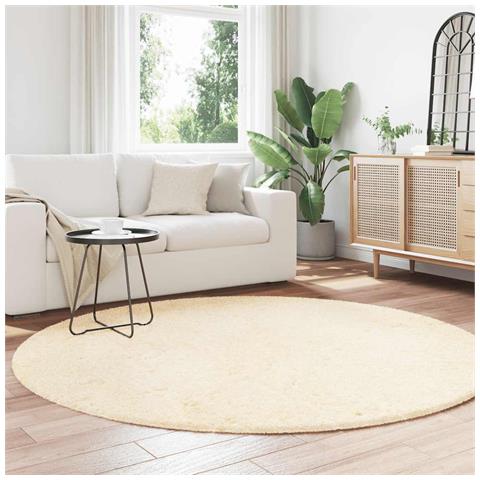 Tappeto Shaggy a Pelo Lungo NAVARRA Crema 200x200 cm poliestere - Foto 9