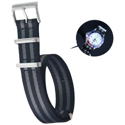Cinturino Per Orologio In Nylon Per Omega Seamaster, Speedmaster, Planet Ocean Black+grey 20 Mm - Foto 2
