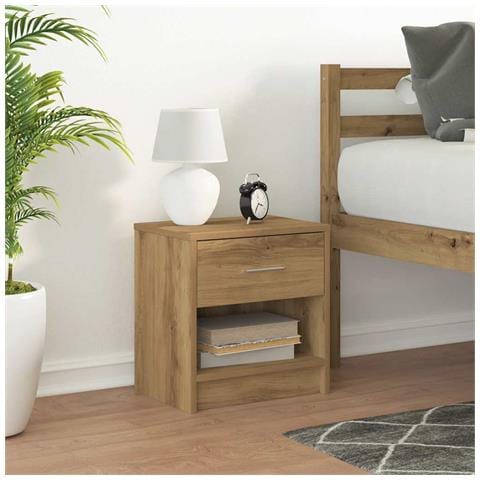 Comodino Con Cassetto Rovere Artigianale 39x28x41 Cm - Foto 3