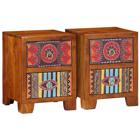 Comodini 2 Pz 35x35x45 Cm In Legno Massello Di Acacia - Foto 1