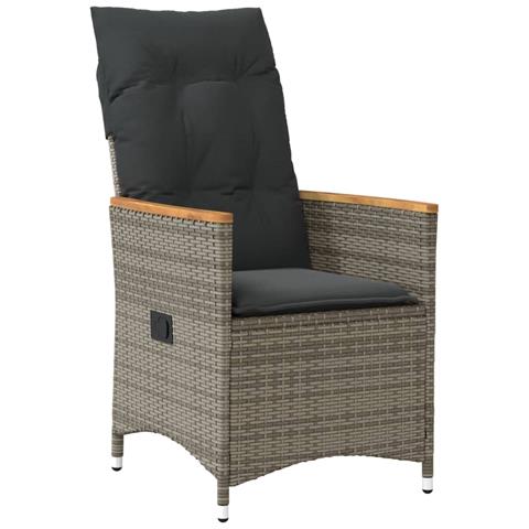 Set Da Pranzo Da Giardino 7 Pz Con Cuscini In Polyrattan Grigio - Foto 3