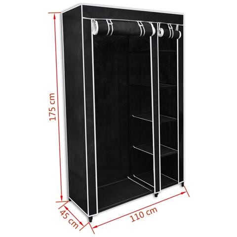Armadio Guardaroba Pieghevole Nero 110 X 45 X 175 Cm - Foto 8