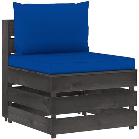 Divano Centrale Modulare Con Cuscini In Legno Impregnato Grigio - Foto 2