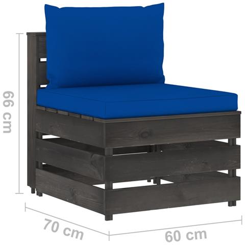 Divano Centrale Modulare Con Cuscini In Legno Impregnato Grigio - Foto 6