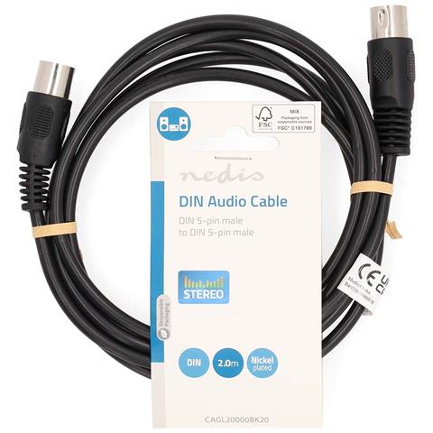 Cavo Audio Din 5 Pin Maschio-maschio 2m Nichelato, Nero - Foto 3