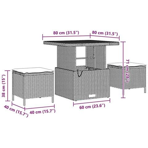 Set Divano da Giardino 13 Pezzi con Cuscini Rattan Nero Acacia, Divano Giardino 2 Posti con Cuscini Rattan Nero, Set da Pranzo da Giardino 3 Pezzi con Cuscini Rattan Nero Acacia - Foto 9