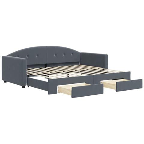 Divano Letto Estraibile Cassetti Grigio Scuro 90x200cm Velluto - Foto 1
