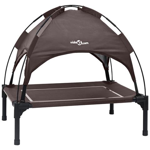 Letto per cani rialzato con copertura removibile Marrone S Acciaio - Foto 1