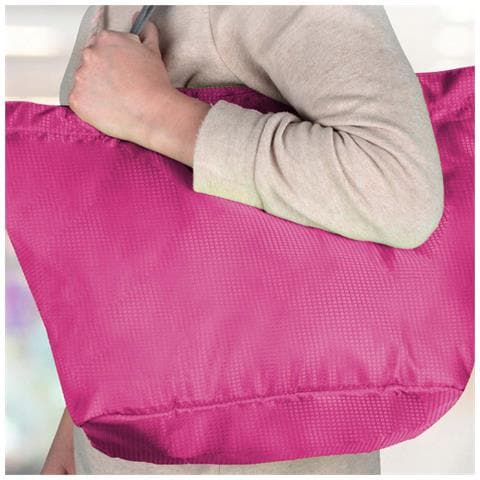 Borsa Della Spesa Pieghevole Capacità 21l Con Chiusura A Zip Compatta, Rosa - Foto 2