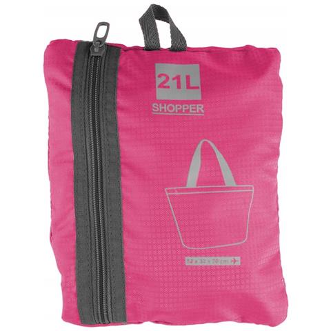 Borsa Della Spesa Pieghevole Capacità 21l Con Chiusura A Zip Compatta, Rosa - Foto 5