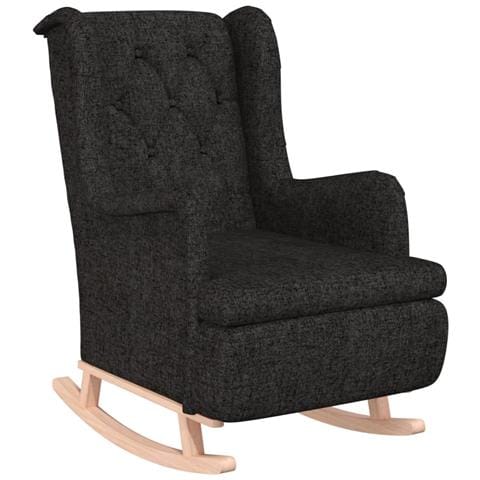 Poltrona Gambe A Dondolo In Legno Di Hevea Nera In Tessuto - Foto 1