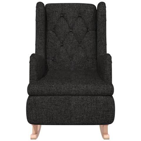 Poltrona Gambe A Dondolo In Legno Di Hevea Nera In Tessuto - Foto 2