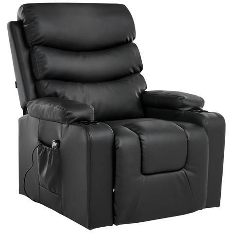 Sedia Reclinabile Elettrica Eter Poggiapiedi A Scomparsa Pelle Sintetica Nero - Foto 2