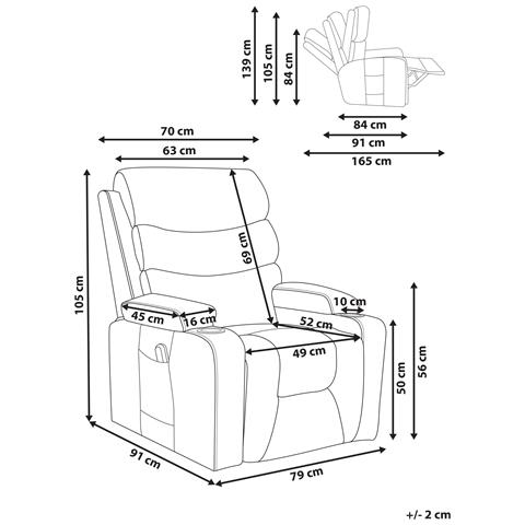 Sedia Reclinabile Elettrica Eter Poggiapiedi A Scomparsa Pelle Sintetica Nero - Foto 5