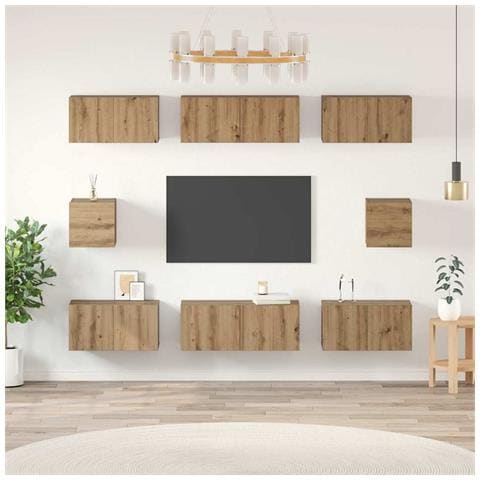 Set di mobili TV 8 pcs rovere artigianale Legno multistrato - Foto 2