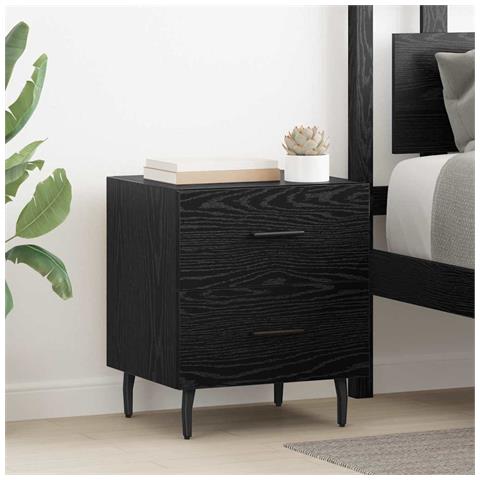 Armadio da Notte con cassetto Rovere nero 40 x 35 x 47,5 cm - Foto 2