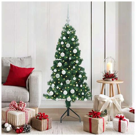 Albero di Natale Artificiale Angolare con 150 LED Verde 150 cm - Foto 2