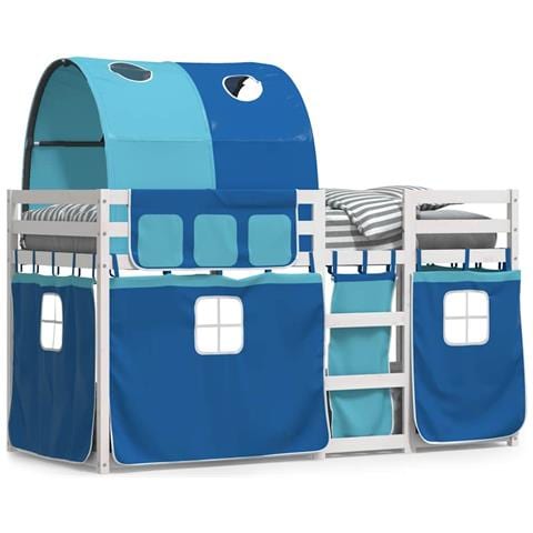 Letto a Castello senza Materasso Blu 90x200cm Massello Pino - Foto 1