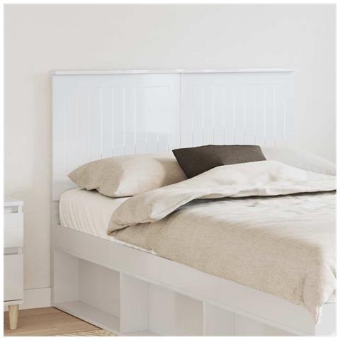 Testiera con testiera Bianco Lucido 120 cm Legno multistrato - Foto 2