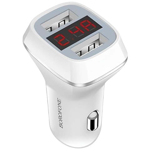 Caricatore Per Auto Con 2 Porte Usb-a E Schermo Lcd A Ricarica Rapida, Bianco - Foto 1