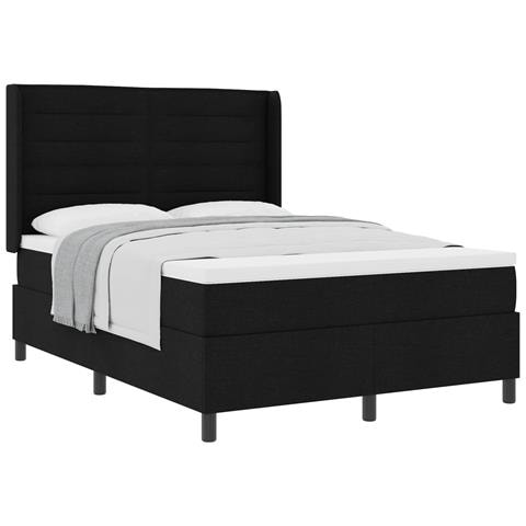 Letto a molle con materasso Nero 140 x 190 cm Tessuto - Foto 1
