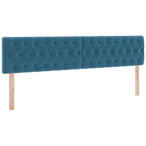 Letto con contenitore e LED Blu Scuro 200 x 200 cm Velluto - Foto 9