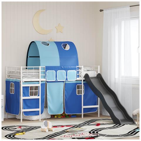 Struttura del letto loft per bambini Bianco e Blu 74,5 x 190 cm - Foto 2