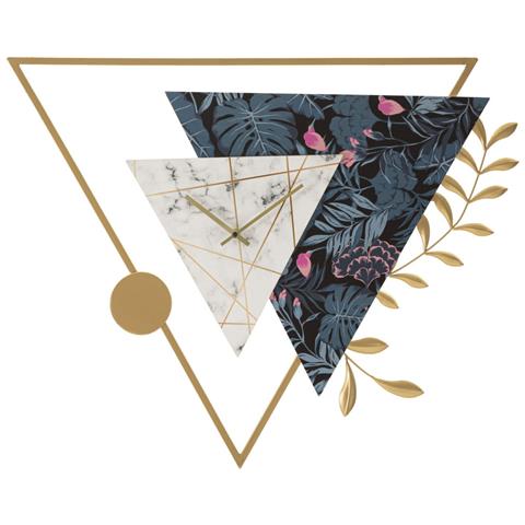 Orologio Da Parete Triangle Boho Con Stampe Botaniche E Marmo - Foto 1