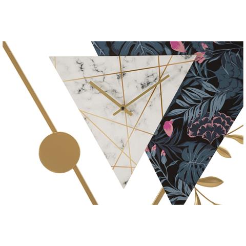Orologio Da Parete Triangle Boho Con Stampe Botaniche E Marmo - Foto 2