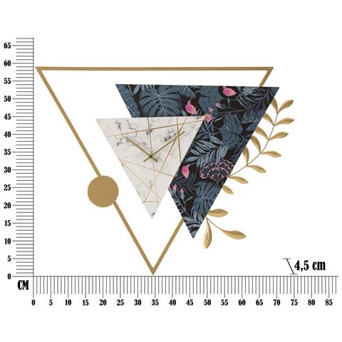 Orologio Da Parete Triangle Boho Con Stampe Botaniche E Marmo - Foto 6