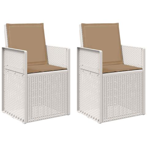Sedie da pranzo da giardino 2 pcs Bianco e Tortora PP - Foto 1