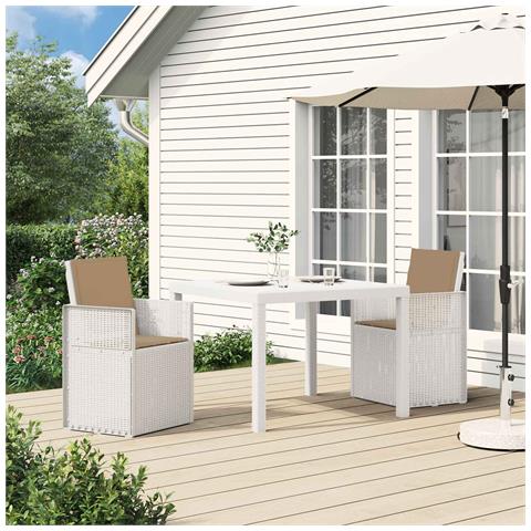Sedie da pranzo da giardino 2 pcs Bianco e Tortora PP - Foto 2