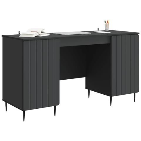 Scrivania Nero 142,5 x 50 x 75 cm Legno ingegnerizzato - Foto 2
