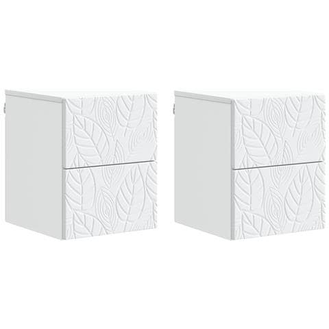 Mobiletto da notte a muro 2 pcs Bianco 34,5 x 33 x 40 cm - Foto 1