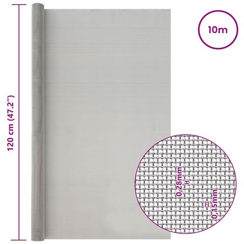 Rete per schermatura 120 x 1000 cm 60 Mesh Argento - Foto 7
