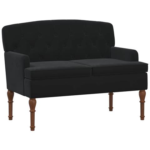 Loveseat con bottoni imbottiti Nero 111 x 65 x 79 cm Velluto - Foto 1