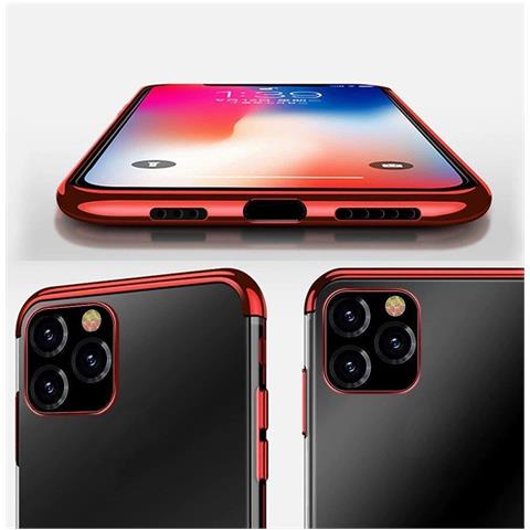 Custodia In Tpu Gelido Trasparente Con Telaio Metallico, Per Xiaomi Redmi Note 11s / Note 11, Colore Rosso. - Foto 2
