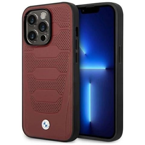 Custodia Bmw Bmhmp14x22rpsr Per Iphone 14 Pro Max 6.7 Bordo /burgundy Con Motivo In Pelle Magsafe - Foto 1