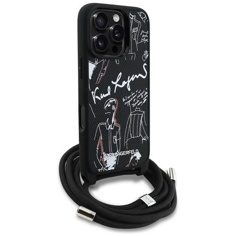 Custodia Per Iphone 16 Pro Max Nera Con Cinturino Karl Lagerfeld - Foto 1