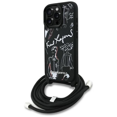 Custodia Per Iphone 16 Pro Max Nera Con Cinturino Karl Lagerfeld - Foto 2